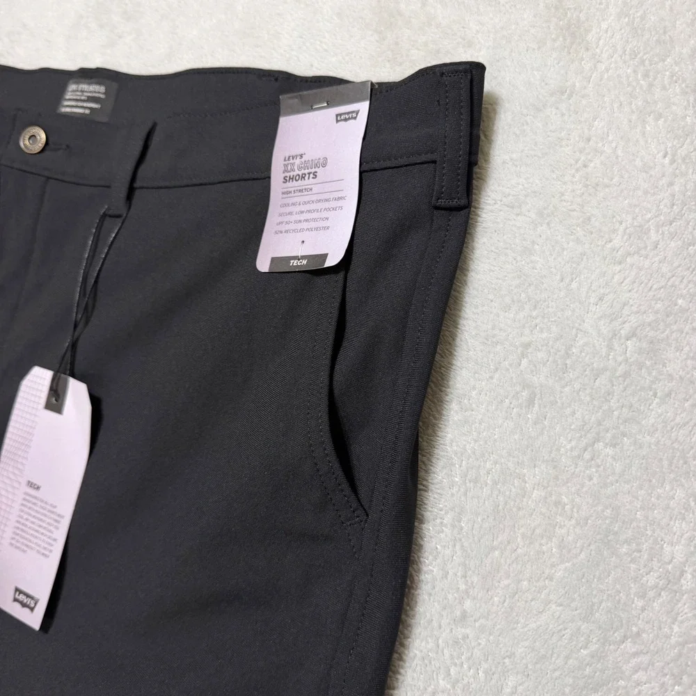 Levi Strauss XX Chino Tech Shorts Mens 44 Black Stretch Golf Outdoor New Preppy